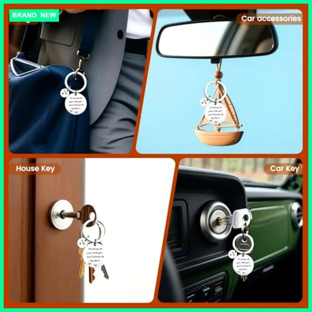 Stainless Steel Father Daughter Keychain, Hero Dad Gift for Birthday Christmas